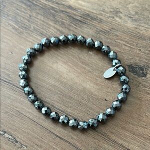 Elegant Silver and Black Beaded strech Bracelet stainless steal CN by Tocara